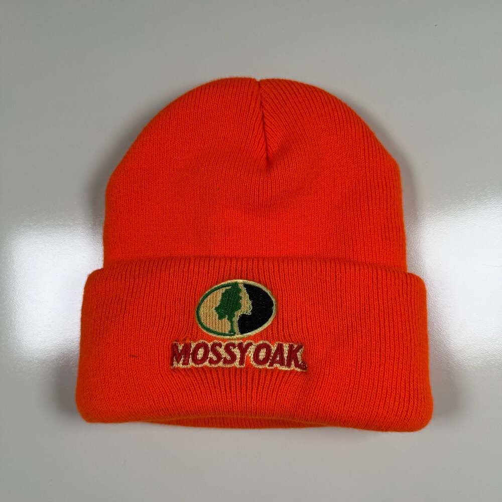 Mossy Oak Blaze Orange Fleece Lined Knit Beanie Hat